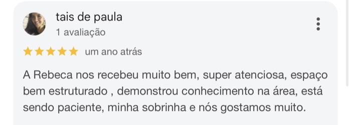 Avaliação de cliente no Google